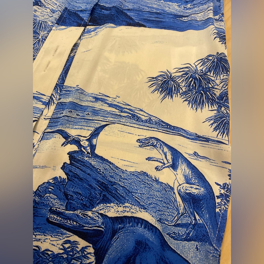Ellery silk Blue and White Dinosaur Print Shirt - Picture 10 of 16